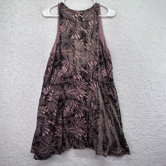 Free People Dress Women Small Ellie Velvet Riveted Studded Mini Brown Pink Lined - Picture 3 of 7